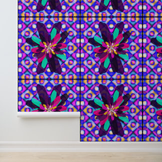 Abstract colourful Retro Floral Mandala Art  Wallpaper