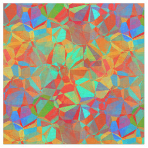 Abstract Colourful Retro Geometric Mosaic Pattern Fabric