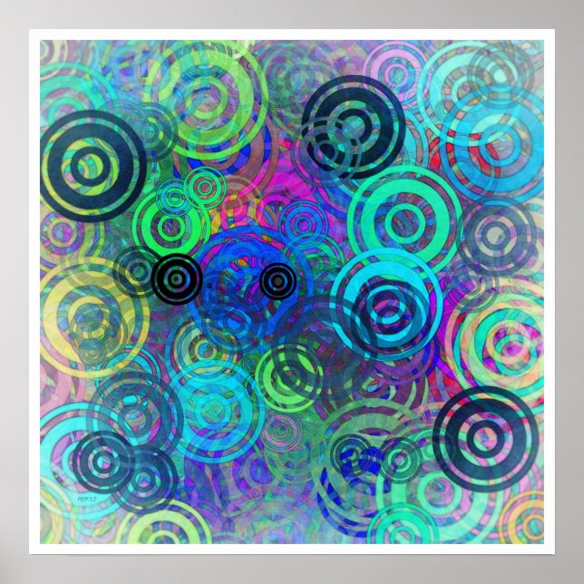 Abstract Colourful Rings Poster (Front)
