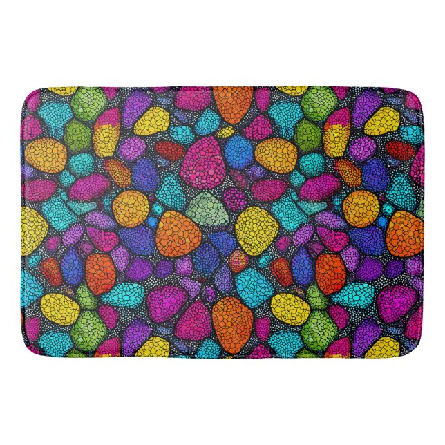 Abstract colourful rocks bath mat (Front)