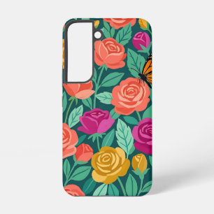 Abstract Colourful Roses Butterfly Samsung Cases