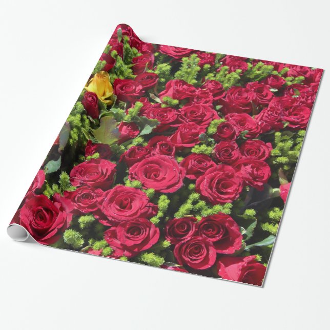 Abstract Colourful Roses Garden Elegant Floral Wrapping Paper (Unrolled)