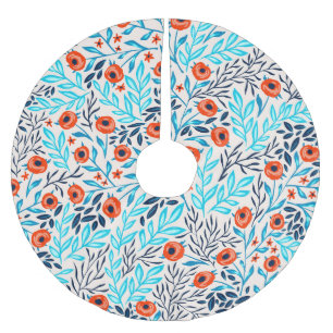 Abstract Colourful Roses: Vintage Floral Brushed Polyester Tree Skirt