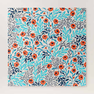 Abstract Colourful Roses: Vintage Floral Jigsaw Puzzle