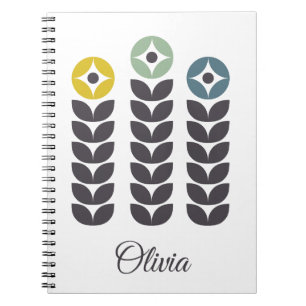 Abstract colourful Scandinavian flowers Notebook