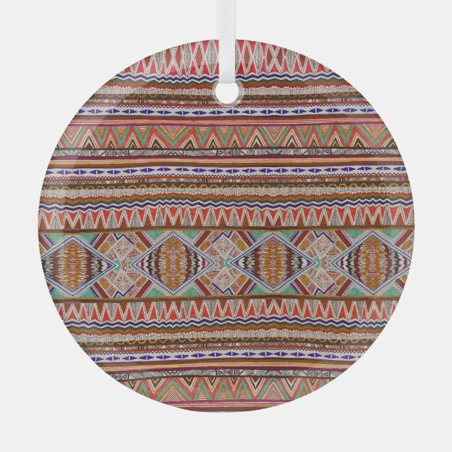 Abstract Colourful: Seamless Pattern Background. Glass Tree Decoration (Front)