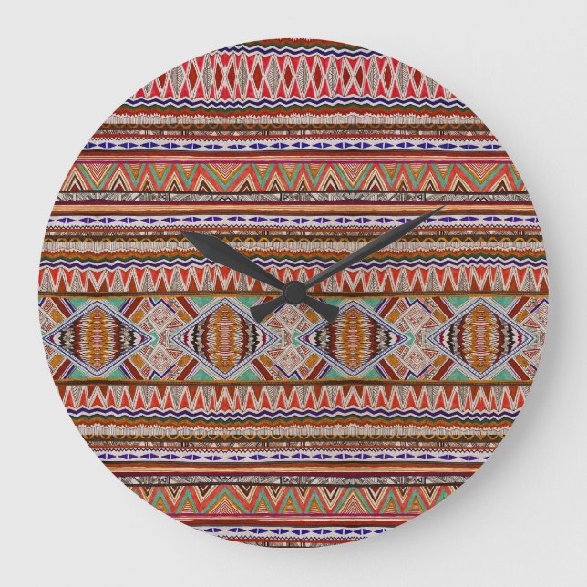 Abstract Colourful: Seamless Pattern Background. Large Clock (Front)