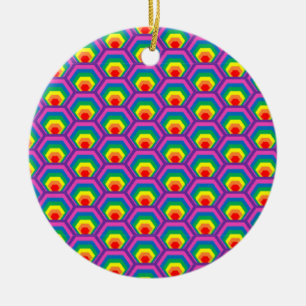 Abstract colourful shapes ceramic tree decoration