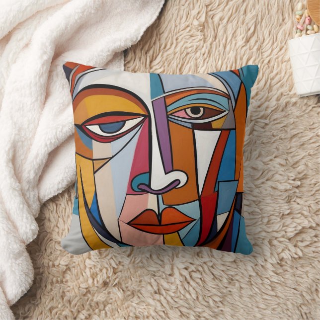 Abstract Colourful Shapes Face Cushion (Blanket)