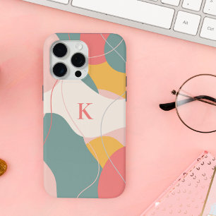 Abstract Colourful Shapes Lines and Curves Monogra iPhone 15 Pro Max Case