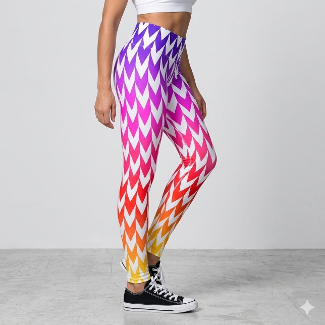 Abstract Colourful Shapes White Leggings (Creator Uploaded)