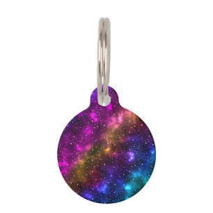 Abstract Colourful Space Cosmos And Custom Pet Inf Pet Tag