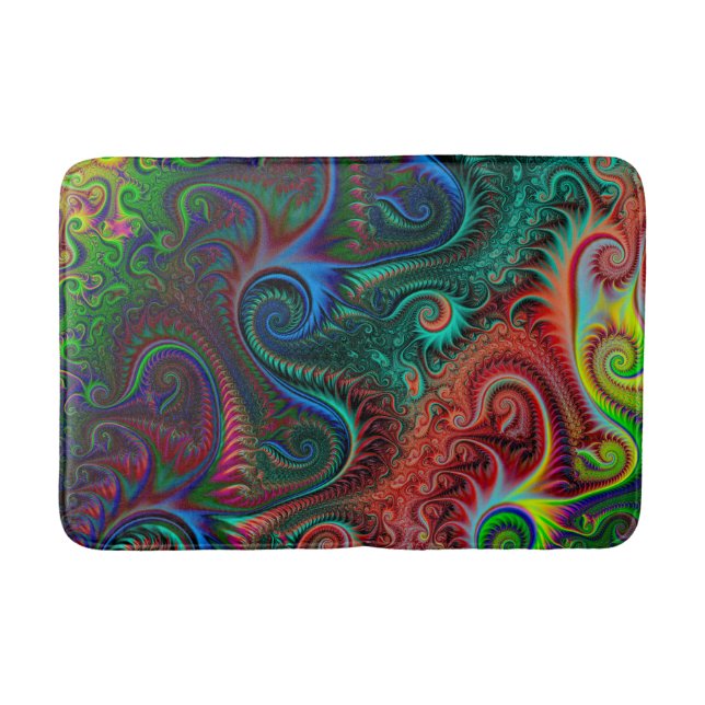 Abstract Colourful Spiral Pattern Bath Mat (Front)