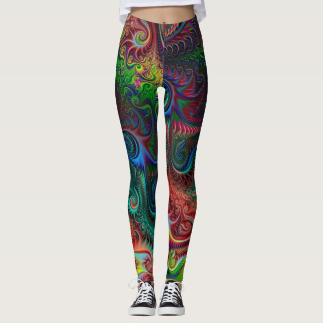 Abstract Colourful Spiral Pattern  Leggings (Front)