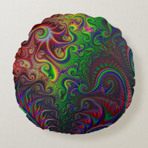 Abstract Colourful Spiral Pattern Round Cushion