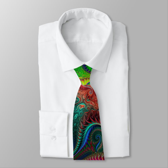 Abstract Colourful Spiral Pattern Tie (Tied)