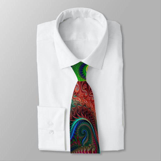 Abstract Colourful Spiral Pattern Tie (Tied)