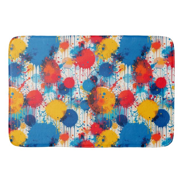 Abstract Colourful Splatter Art Bath Mat (Front)
