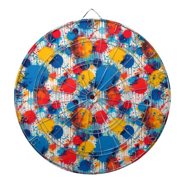 Abstract Colourful Splatter Art Dartboard (Front)