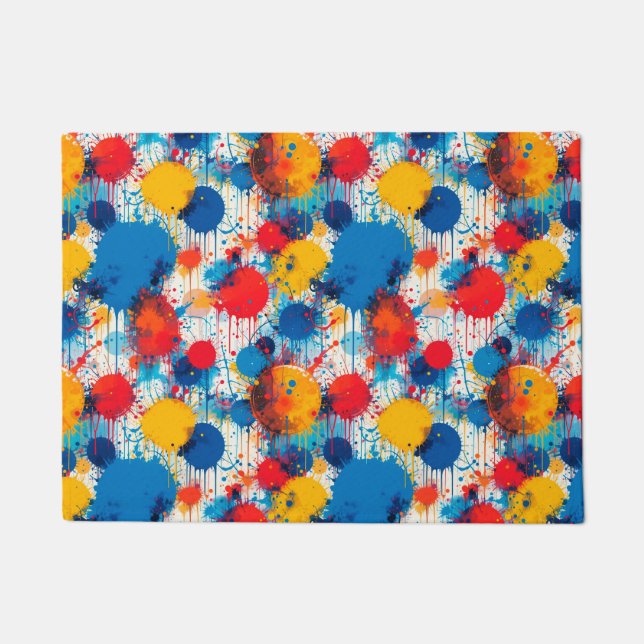 Abstract Colourful Splatter Art Doormat (Front)