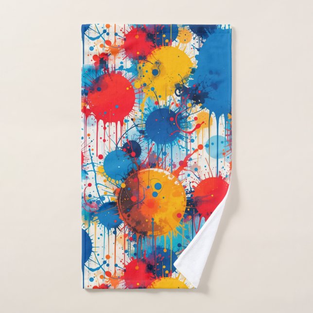 Abstract Colourful Splatter Art Hand Towel (Hand Towel)