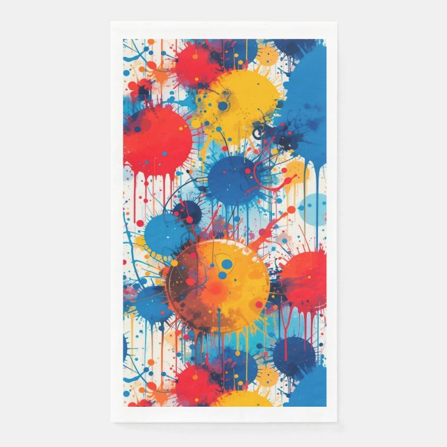 Abstract Colourful Splatter Art Napkin (Front)