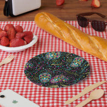 Abstract Colourful Spooky Skulls Halloween