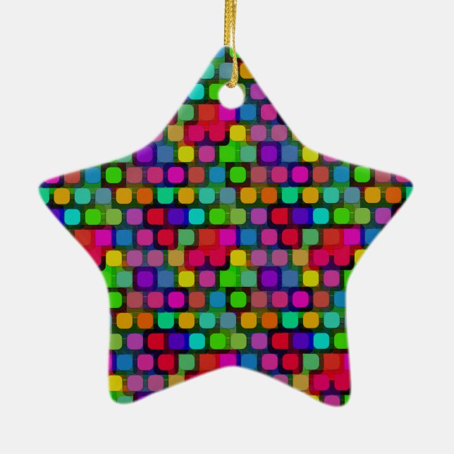 Abstract Colourful Square Pattern Ceramic Tree Decoration (Back)