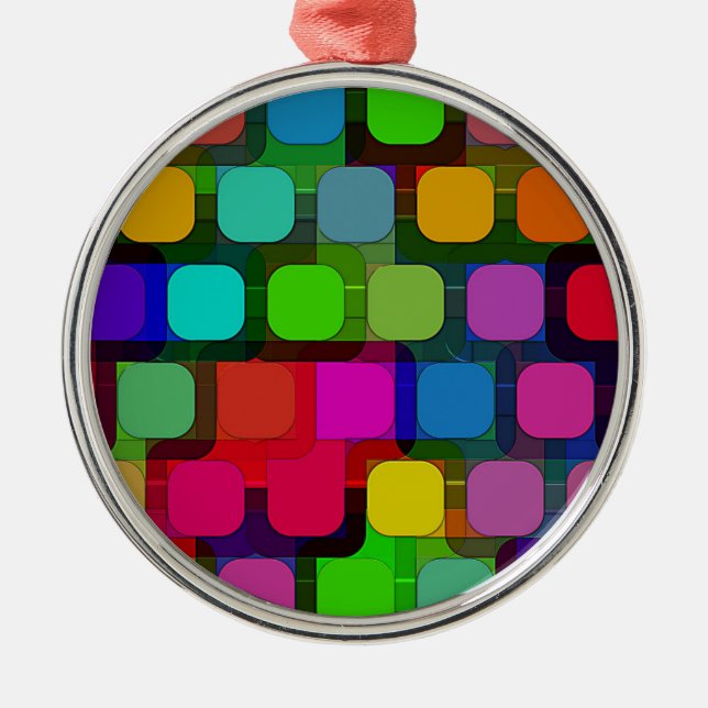 Abstract Colourful Square Pattern Metal Tree Decoration (Front)