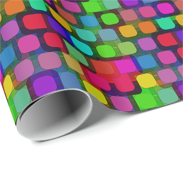 Abstract Colourful Square Pattern Wrapping Paper (Roll Corner)