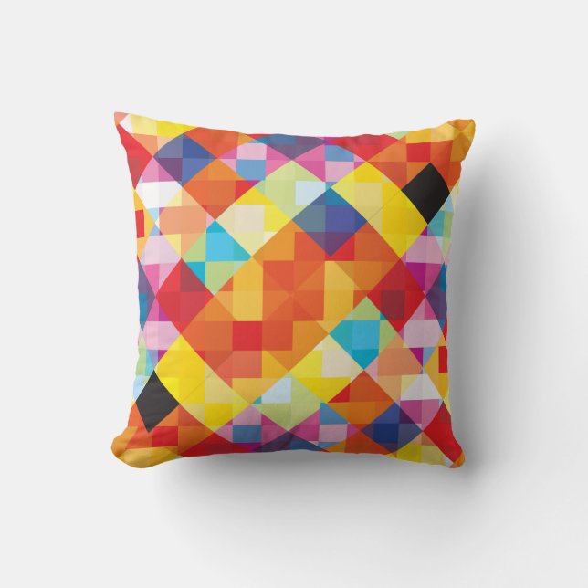 Abstract Colourful Squares Cushion (Front)