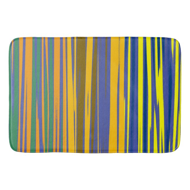 Abstract Colourful Stripes Pattern Bath Mat (Front)
