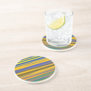 Abstract Colourful Stripes Pattern Coaster