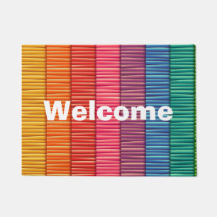 Abstract colourful stripes pattern name doormat