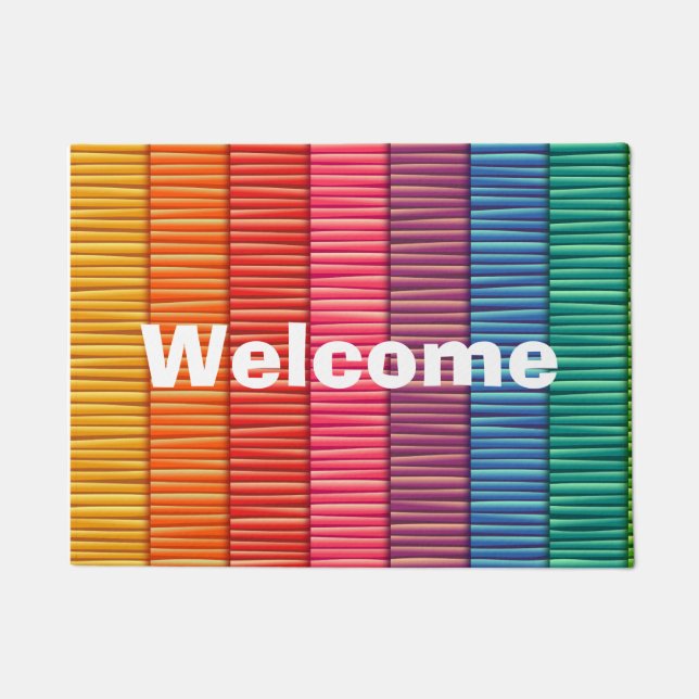 Abstract colourful stripes pattern name doormat (Front)