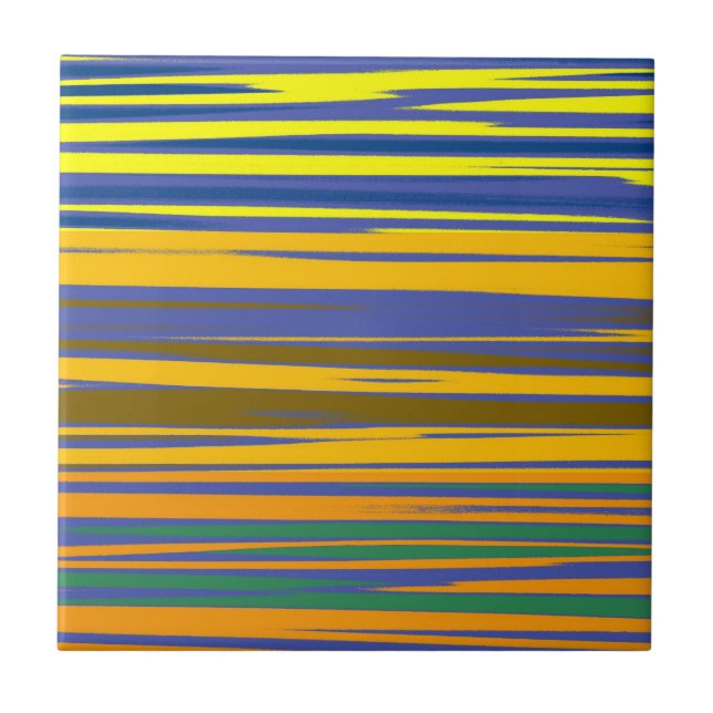 Abstract Colourful Stripes Pattern Tile (Front)