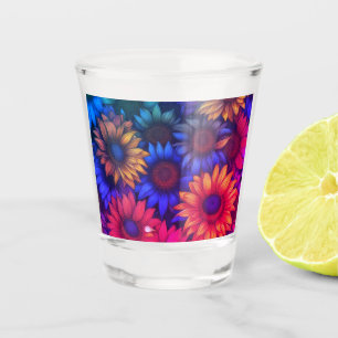 Abstract Colourful Sunflowers #338 -  Shot Glass