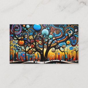 Abstract Colourful Swirl Tree Landscape Nature Business Card