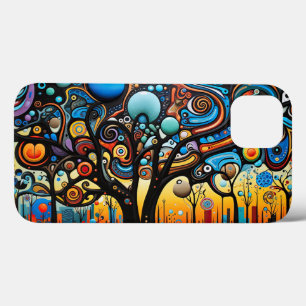 Abstract Colourful Swirl Tree Landscape Nature iPhone 13 Case