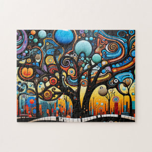 Abstract Colourful Swirl Tree Landscape Nature Jigsaw Puzzle