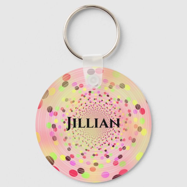 Abstract Colourful Swirly Beans Key Ring (Front)