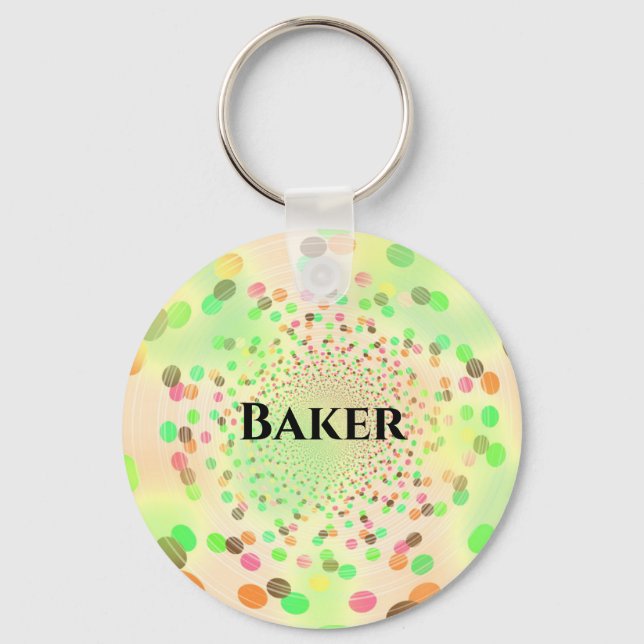 Abstract Colourful Swirly Dots Key Ring (Front)