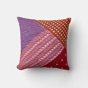Abstract colourful texture knitted by spokes.Knitt Cushion