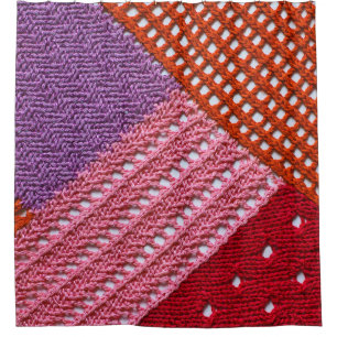 Abstract colourful texture knitted by spokes.Knitt Shower Curtain