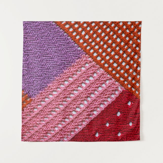Abstract colourful texture knitted by spokes.Knitt Tapestry (Front)