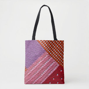 Abstract colourful texture knitted by spokes.Knitt Tote Bag