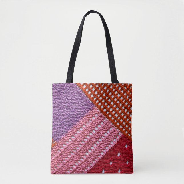 Abstract colourful texture knitted by spokes.Knitt Tote Bag (Front)
