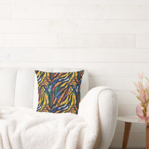 Abstract Colourful Tiger Stripes Cushion