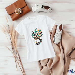 Abstract Colourful Tree Art Design T-Shirt