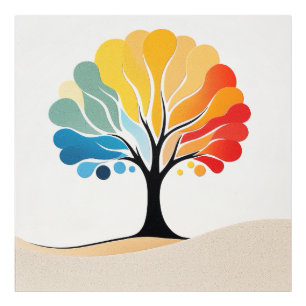 Abstract Colourful Tree Design Photo Print